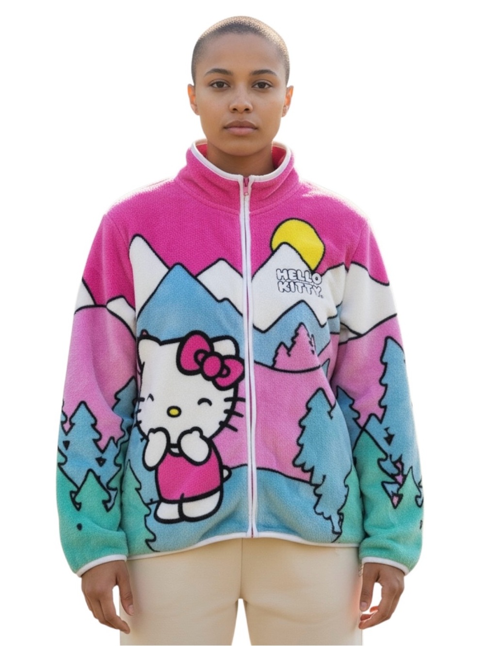 Isaac Morris Hello Kitty Character Scenic Fleece Jacket Women’s L Multicolor